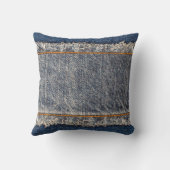 デニムブルージーンズのファブリック枠。漂白デニムファブ クッション (裏面)