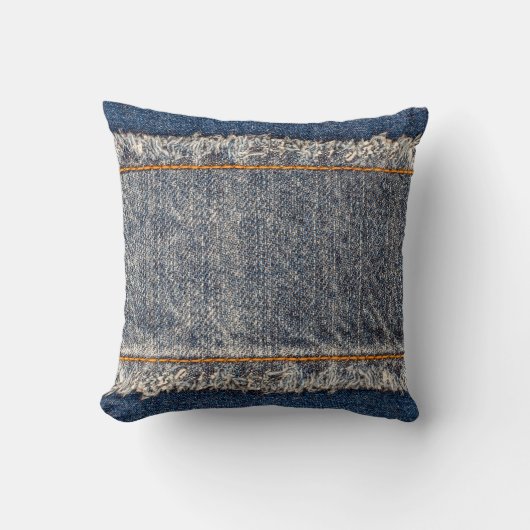 デニムブルージーンズのファブリック枠。漂白デニムファブ クッション (正面)