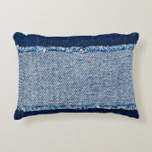 デニムブルージーンズの生地の枠。漂白デニムファブル アクセントクッション (正面)
