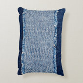 デニムブルージーンズの生地の枠。漂白デニムファブル アクセントクッション (裏面(縦))