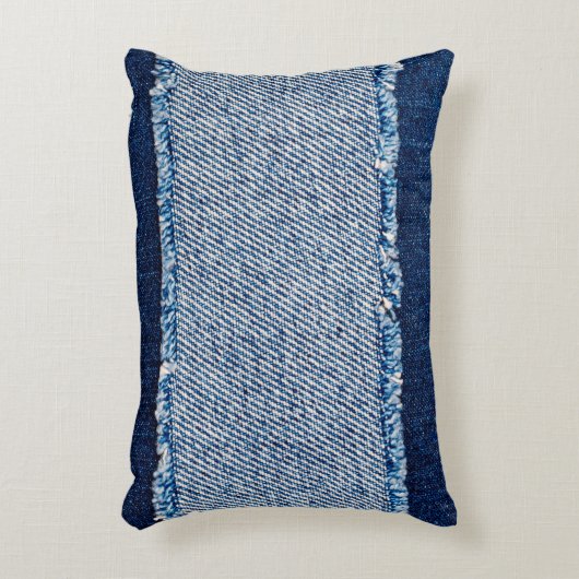 デニムブルージーンズの生地の枠。漂白デニムファブル アクセントクッション (正面(垂直))