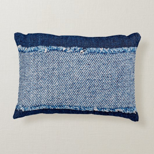 デニムブルージーンズの生地の枠。漂白デニムファブル アクセントクッション (裏面)