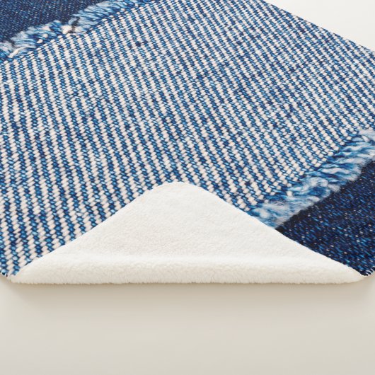 デニムブルージーンズの生地の枠。漂白デニムファブル シェルパブランケット (3/4)