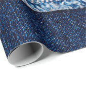 デニムブルージーンズの生地の枠。漂白デニムファブル ラッピングペーパー (ロールコーナー)