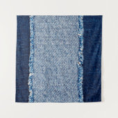 デニムブルージーンズの生地フレーム。 ブリーチしたデニム生地 タペストリー (正面(横))