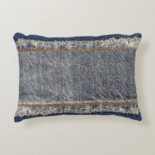 デニムブルージーンズカジュアル：ダブルパッチ アクセントクッション (正面)