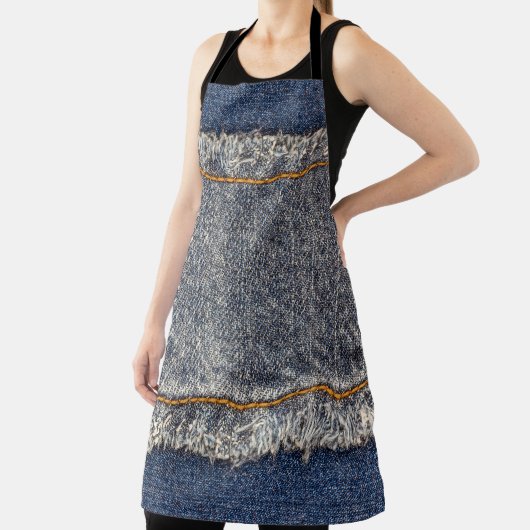 デニムブルージーンズカジュアル:ダブルパッチ エプロン (インサイチュ)