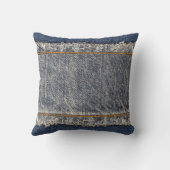 デニムブルージーンズカジュアル：ダブルパッチ クッション (裏面)