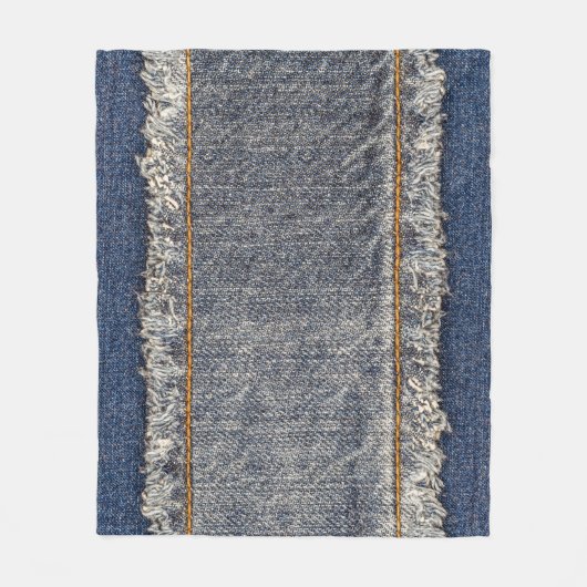 デニムブルージーンズカジュアル:ダブルパッチ フリースブランケット (正面)