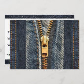 デニムブルージーンズプリント招待状 招待状 (正面/裏面)