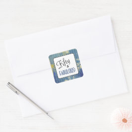 デニムブルースヴィンテージフィフティ&ファブラス！バースデー スクエアシール