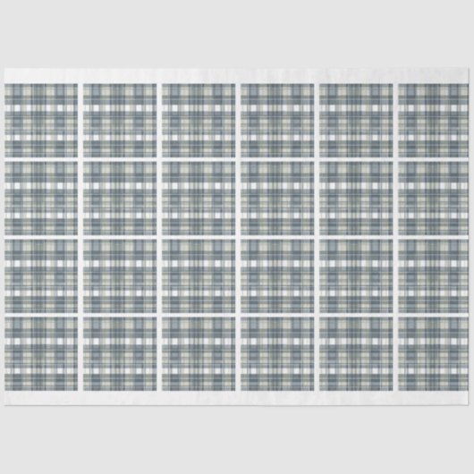 デニムブルーセージ緑のホワイトプレイドタイルのデコップページ 薄葉紙 (正面)