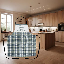 デニムブルーセージ緑の白カスタマイズ可能 エプロン