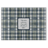 デニムブルーセージ緑の白ガラスカスタマイズ可能 カッティングボード (正面)