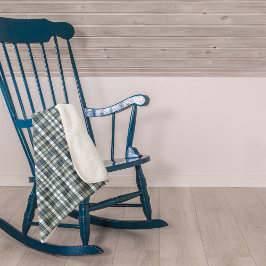 デニムブルーセージ緑ホワイトプレイドシェルパブランケット シェルパブランケット