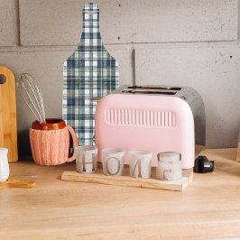 デニムブルーセージ緑ホワイトプレイド カッティングボード