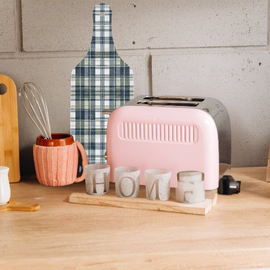 デニムブルーセージ緑ホワイトプレイド カッティングボード