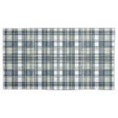 デニムブルーセージ緑ホワイトプレイド 枕カバー (正面)