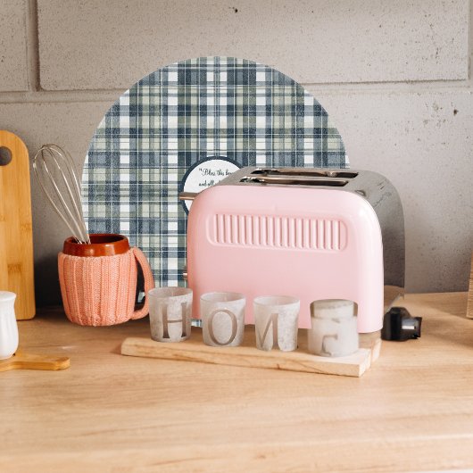 デニムブルーセージ緑ホワイトラウンドカスタマイズ可能 カッティングボード