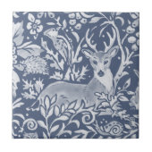 デニムブルーディアウッドランドフォレスト華美動物 タイル (正面)