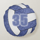 デニムブルーバレーボールガールズスポーツルームデカール ラウンドクッション (裏面)