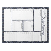 デニムブルーパーソナライズされたデイリープランナー ノートパッド (正面)