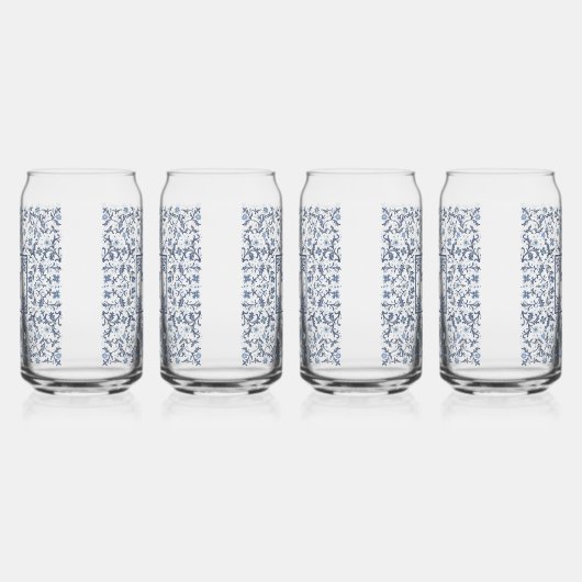 デニムブルーファンシーグラフィックパタパーソナライズされたーン ガラス缶 (右)