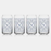 デニムブルーファンシーグラフィックパタパーソナライズされたーン ガラス缶 (正面)