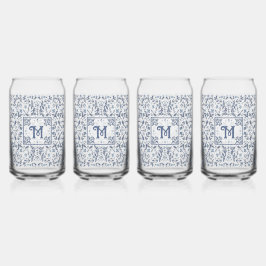 デニムブルーファンシーグラフィックパタパーソナライズされたーン ガラス缶