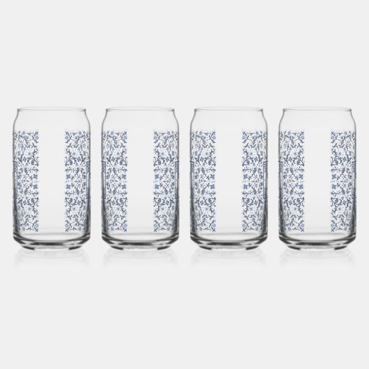 デニムブルーファンシーグラフィックパタパーソナライズされたーン ガラス缶 (左)