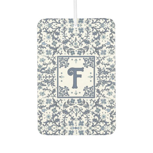 デニムブルーファンシーグラフィックパーソナライズされたフローラ カーエアーフレッシュナー (正面)