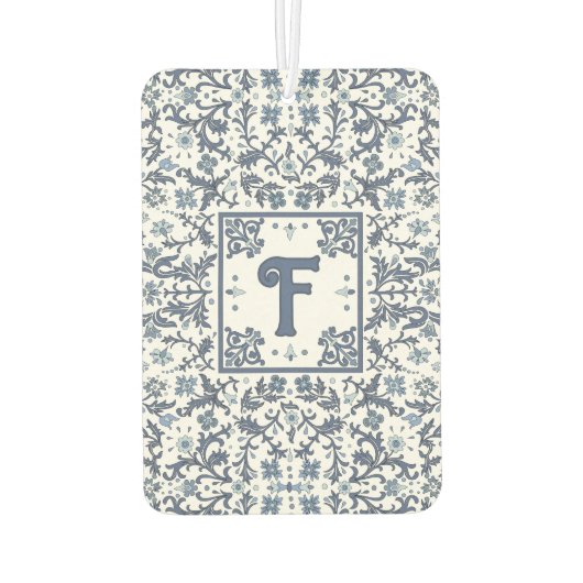 デニムブルーファンシーグラフィックパーソナライズされたフローラ カーエアーフレッシュナー (裏面)