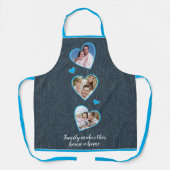 デニムブルーフェイクホワイトファミリー写真テンプレート エプロン (正面)