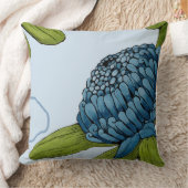 デニムブルーフローラコットンスロークッション クッション (ブランケット)