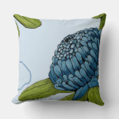 デニムブルーフローラコットンスロークッション クッション (正面)