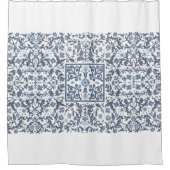 デニムブルーフローラ シャワーカーテン (正面)