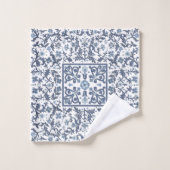 デニムブルーフローラ バスタオルセット (ウォッシュタオル)