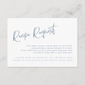 デニムブルーブライダルシャワーレシピリクエストカード エンクロージャーカード (正面)