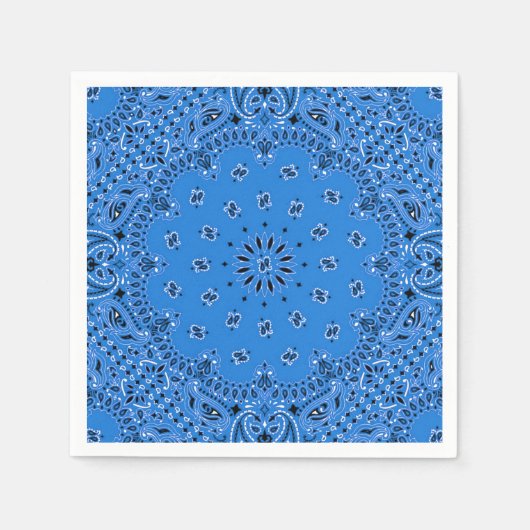 デニムブルーペイズリーバンダナスカーフBBQピクニックナプキン スタンダードカクテルナプキン (正面)