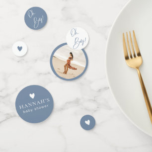 デニムブルーボーイベビーシャワーカスタム コンフェッティ