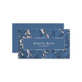 デニムブルーマーブル&メタルシルバーデザイン 名刺