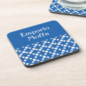 デニムブルーモダンボールデザイン@ Emporio Moffa w/文字 コースター (左側)