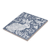 デニムブルーラビットバニーバードフローラデダムデルフト タイル (側面)