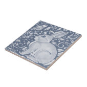 デニムブルーラビットバードフローラデダムデルフト タイル (側面)