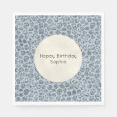 デニムブルーレオパードプリントグリッター  スタンダードランチョンナプキン (正面)