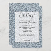 デニムブルーレオパードプリントグリッター 招待状 (正面/裏面)