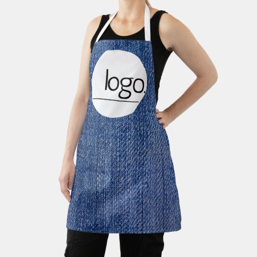 デニムブルーロゴビジネスブランド会社制服 エプロン (インサイチュ)