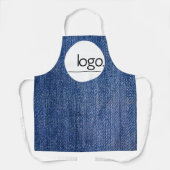 デニムブルーロゴビジネスブランド会社制服 エプロン (正面)