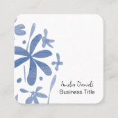 デニムブルーワイルドフラワービジネスカード スクエア名刺 (正面)