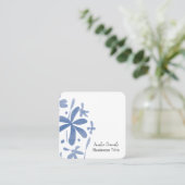 デニムブルーワイルドフラワービジネスカード スクエア名刺 (スタンド正面)